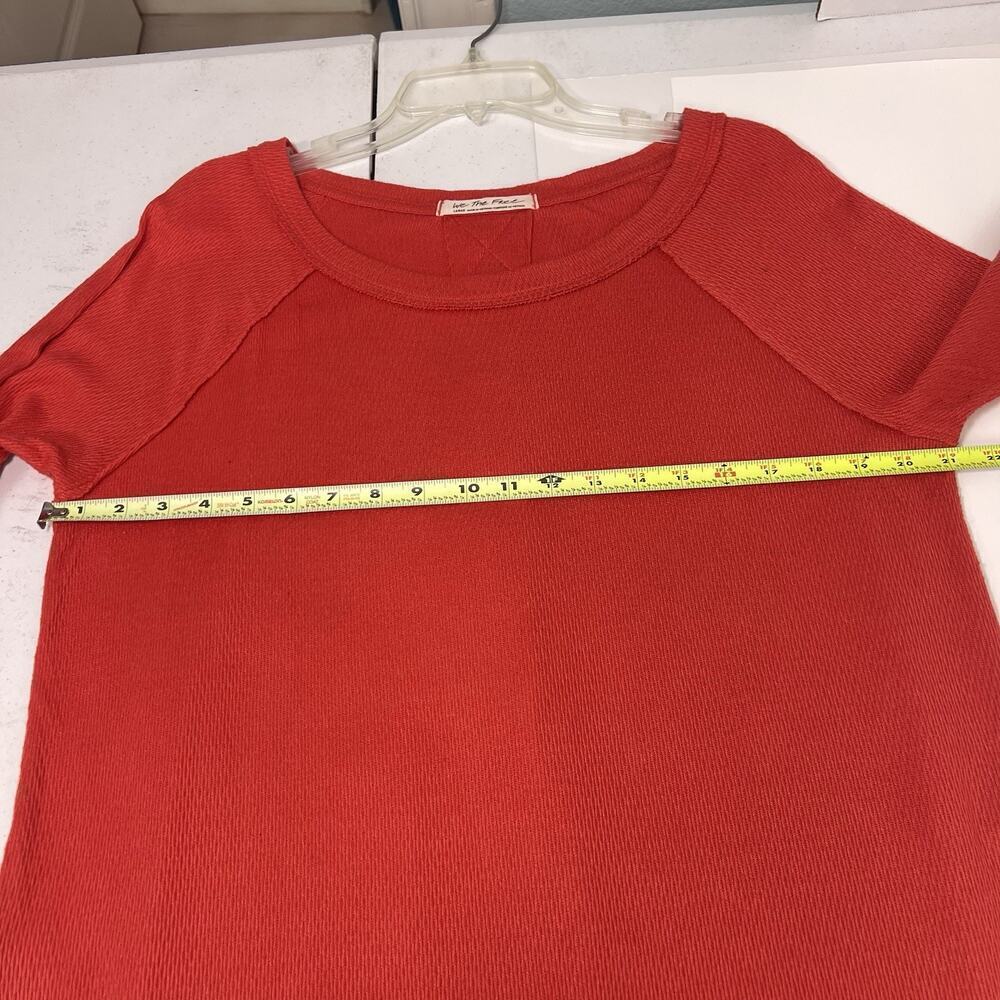 We The Free People Thermal Top Women L Orange Waffle Knit Oversized Long Sleeve - Picture 12 of 15